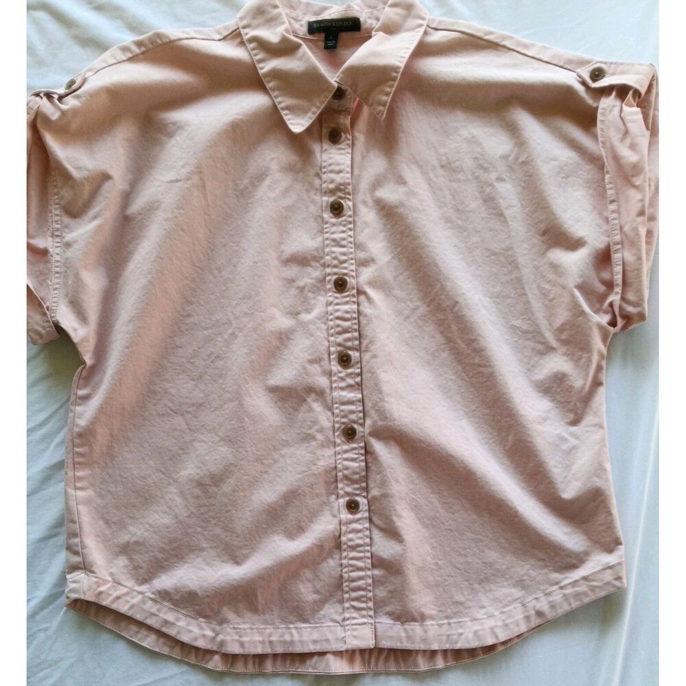 BANANA REPUBLIC Pink Poplin Shirt Large Button up Shirt